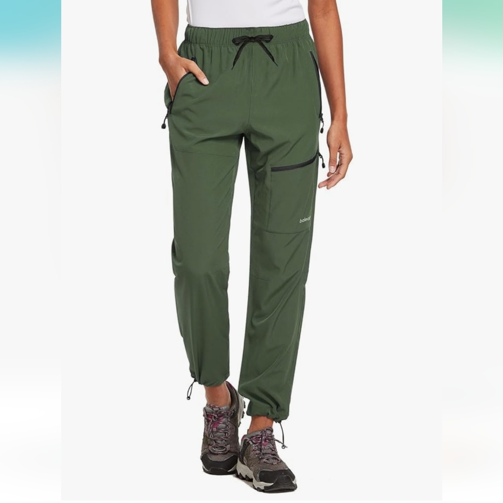Baleaf Hiking Quick Dry Water Resistant Elastic Waist Cargo Pants Petite L Olive